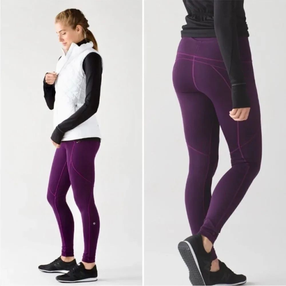 Lululemon First Mile Tech Tight Darkest Magenta Leggings Women Size 4